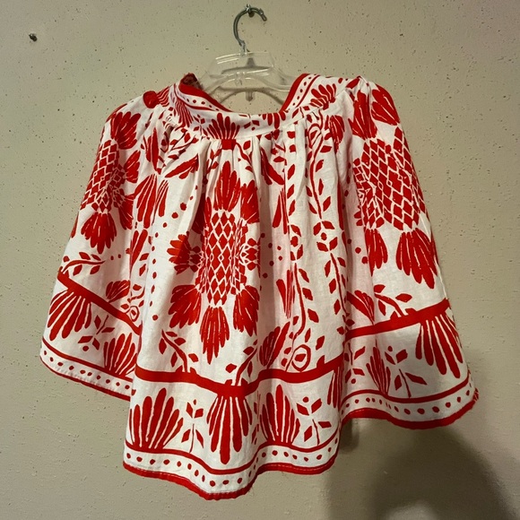 Sz S Haute Hippie Red and White Linen Blend Mexican Mini Skirt - Picture 9 of 13